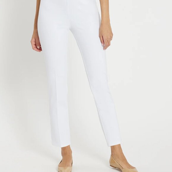 Jude Connally Lucia Ponte Knit Elastic Waistband Straight Pull-On Ankle Pants M - Picture 4 of 14